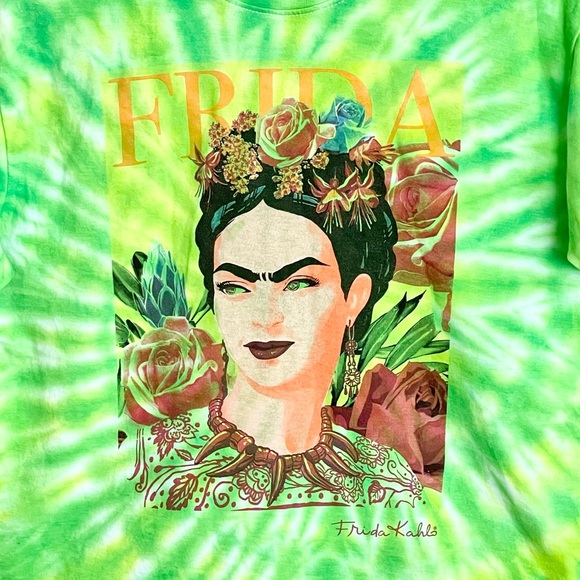 Frida Kahlo Graphic Green Tie Dyed T Shirt Women’s size Large - Picture 3 of 6